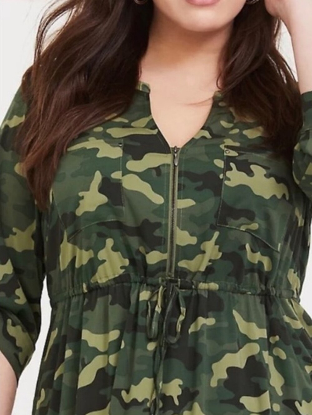 Torrid Olive Green Camo Drawstring Tunic Dress sz 2